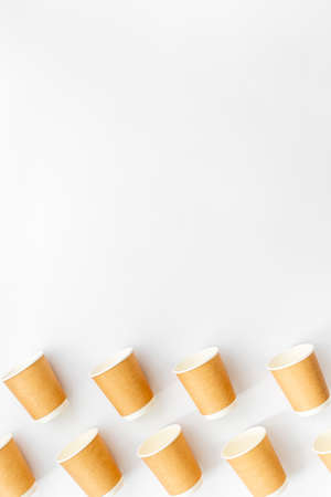 Layout of coffee paper cups. Overhead viewの写真素材