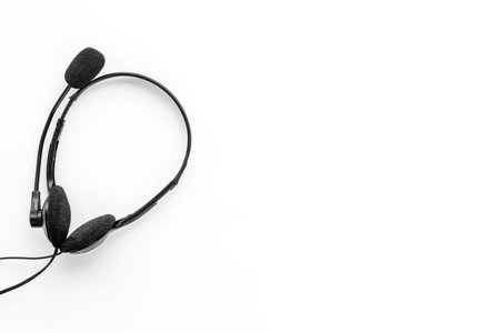 Voip headset top view. Commenication it support call center concept