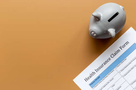 Medical care concept. Health insuranse claim form, top viewの写真素材