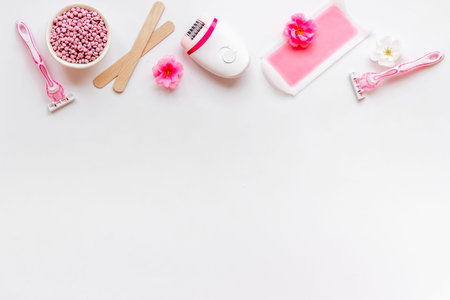 Set for epilation - epilator with cosmetic spa treatments. Depilatory concept.