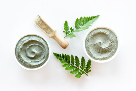 Clay mud cosmetic mask in bowl for spa beauty treatmentの写真素材