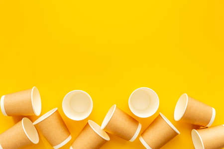 A lot of paper cups for take away coffee or teaの写真素材