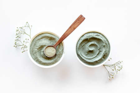 Cosmetic clay for spa treatment, top viewの写真素材