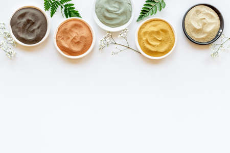Clay mud cosmetic mask in bowl for spa beauty treatment.の写真素材