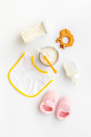 Baby bottle of milk for feeding with milk formula