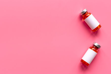 Vaccine vials. Covid vaccine in bottles. Vaccination concept