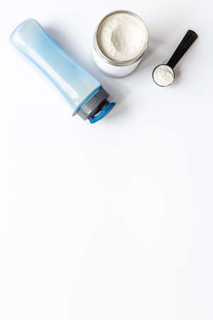 Whey protein powder and shaker with sport nutritionの写真素材