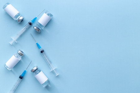 Inject the vaccine. Coronavirus vaccine ampoules with syringeの写真素材