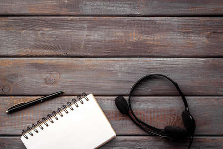 Hotline or call center support equipment. Headset equipmentの写真素材