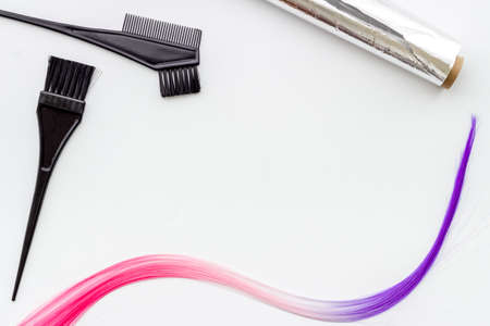 Hair coloring set with mixing bowl and brushの写真素材