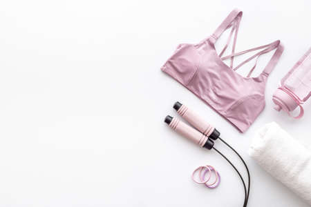 Sportswear for gym with fitness female asseccoriesの写真素材