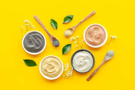 Clay mud cosmetic mask in bowl for spa beauty treatmentの写真素材