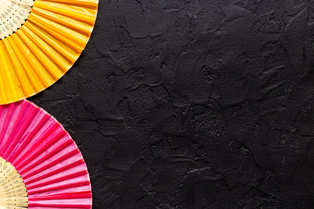 Chinese style hand fan made of bamboo and paperの写真素材
