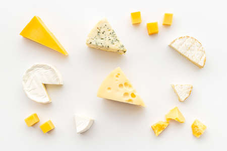 Dairy products - various types of cheese top viewの写真素材