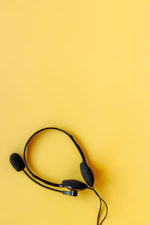 Voip headset top view. Commenication it support call center conceptの写真素材