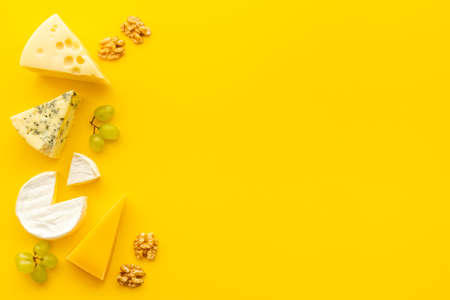 Dairy products - various types of cheese top viewの写真素材