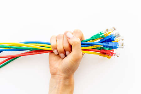 Electric wire and network cables, top viewの写真素材