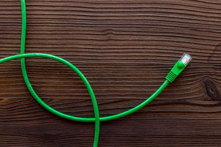 Network cables and electrical wires, top viewの写真素材