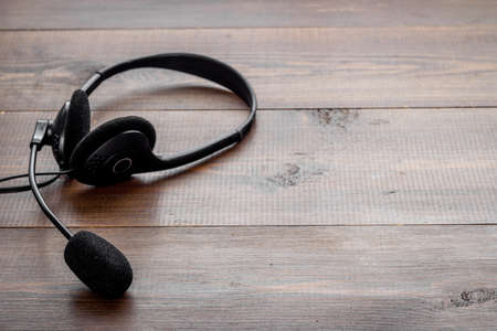 Voip headset close up. Commenication it support call center conceptの写真素材