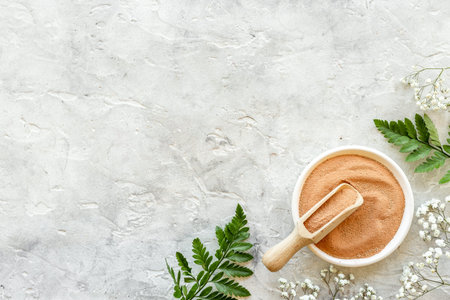 Clay for face and body care beauty treatment. Cosmetic mask, top view