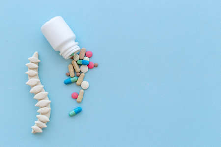 Strong healthy spine with medicine pills. Top viewの写真素材