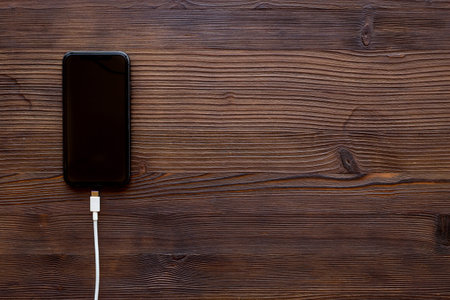 Usb cable for charging smartphone or laptop, top view