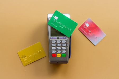Contactless payment for shopping by pos credit card terminal. E-commerce and business concept