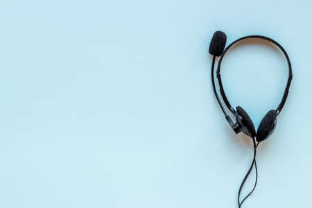 Voip headset top view. Commenication it support call center conceptの写真素材