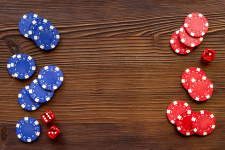 Gambling chips for playing poker. Casino game background