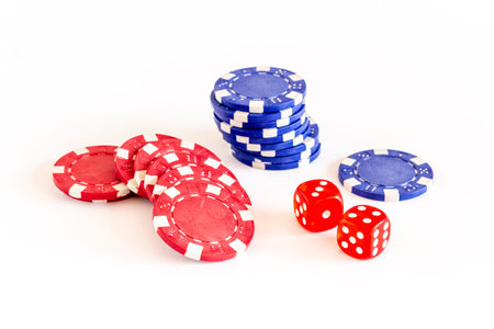 Gambling chips for playing poker. Casino game background