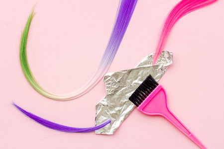 Hair coloring set with mixing bowl and brushの写真素材