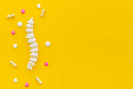 Strong healthy spine with medicine pills. Top viewの写真素材