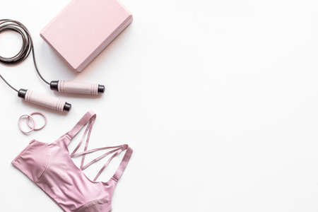 Female clothing sportswear and equipment for fintessの写真素材