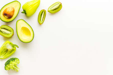 Healthy green vegetarian meal ingredients - vegetables backgroundの写真素材
