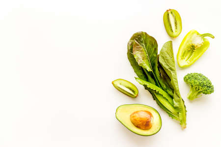 Healthy green vegetarian meal ingredients - vegetables backgroundの写真素材