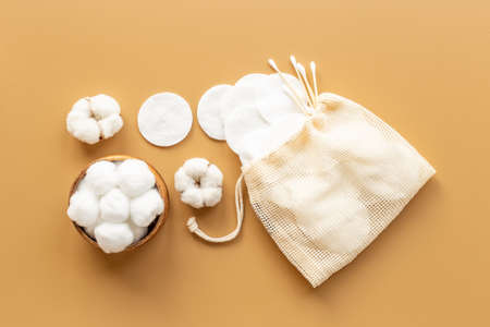 Cotton pads with buds and balls for cleansing skin and careの写真素材