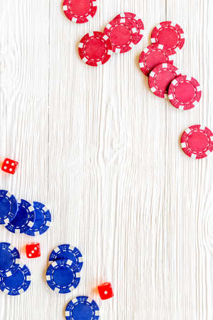 Gambling chips for playing poker. Casino game backgroundの写真素材