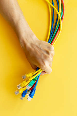 Colored electrical cables and wires, top viewの写真素材