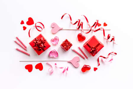 Valentines Day party supplies red decorationの写真素材