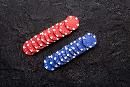 Gambling chips for playing poker. Casino game backgroundの写真素材