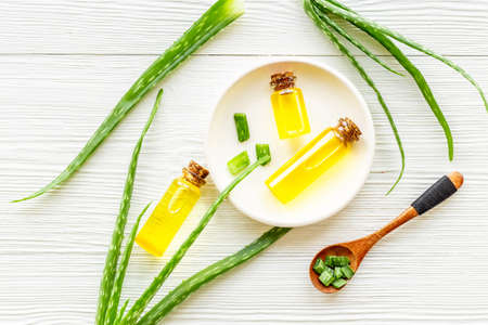 Herbal cosmetic products with aloe vera essential oilの写真素材