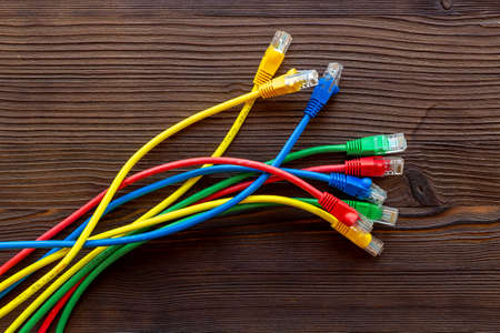 Colored electrical cables and wires, top viewの写真素材