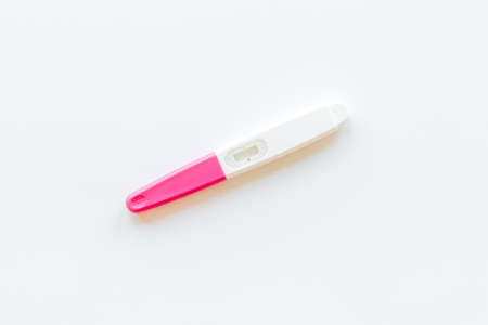 Pregnancy test top view. Pregnancy and female health care conceptの写真素材