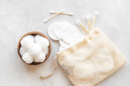 Cotton pads with buds and balls for cleansing skin and careの写真素材