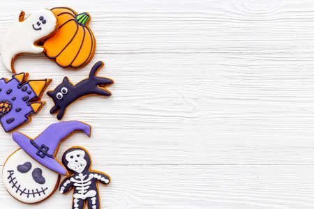 Funny gingerbread cookies for Halloween partyの写真素材