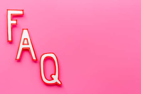 Faq - frequently asked questions - paper letters, top viewの写真素材