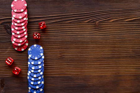 Gambling chips for playing poker. Casino game background