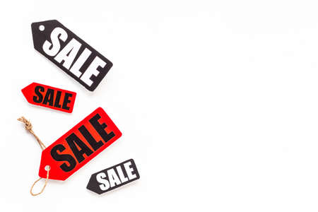 Discount shopping day - sale or price tag label top viewの写真素材