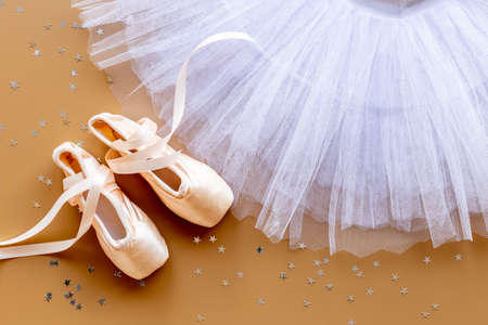 Ballet skirt and pointe shoes pointe shoes for ballerinaの写真素材