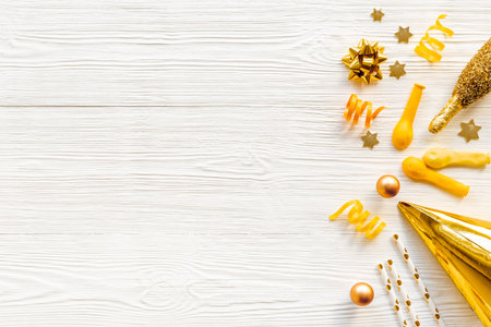 Party mockup golden decoration for Christmas or New Year eve decorの写真素材